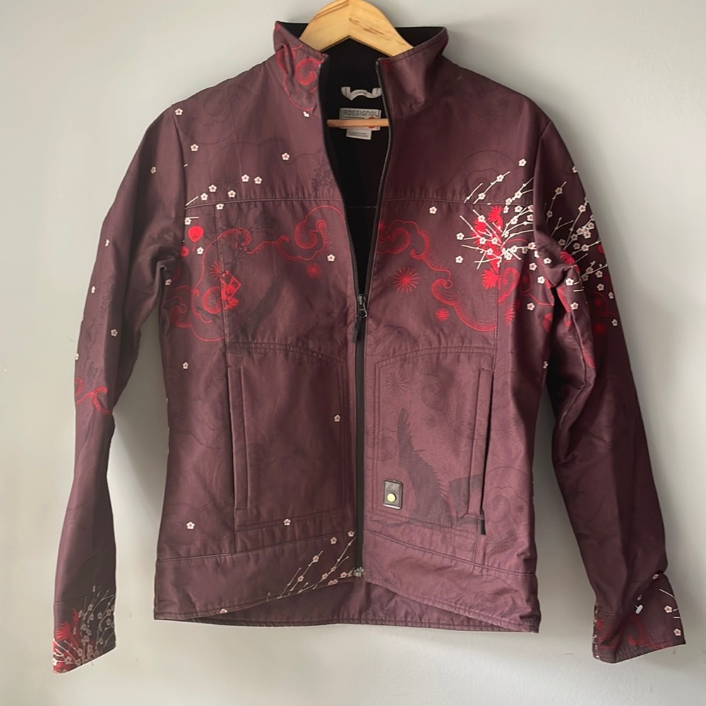 Rossignol soft shell Jacket - Burgundy/Purple colour with Red/White Pattern, M/L
